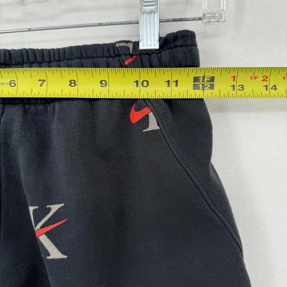Nike Kids Boys Shorts Black Red Gray‎ Fleece Logo All Over Print DX5703 Medium